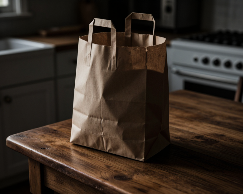 Empty grocery bag in dim light